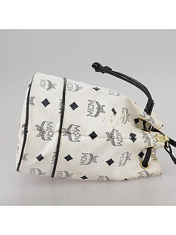 MCM Visetos White Canvas Shoulder Bag (view 2)