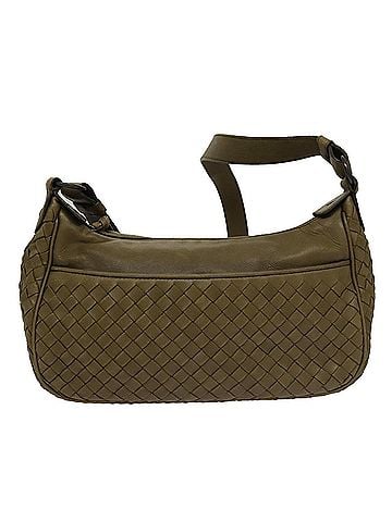 Bottega Veneta Intrecciato Khaki Leather Shoulder Bag (view 1)