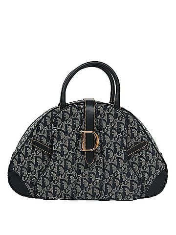 Dior Double Saddle Navy Canvas Handbag (view 1)