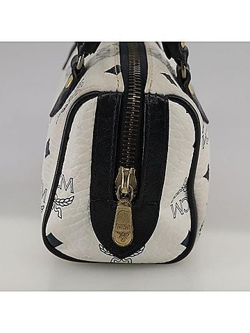 MCM Visetos White Canvas Handbag (view 2)