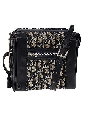 Dior Trotter Navy Canvas Shoulder Bag (view 1)