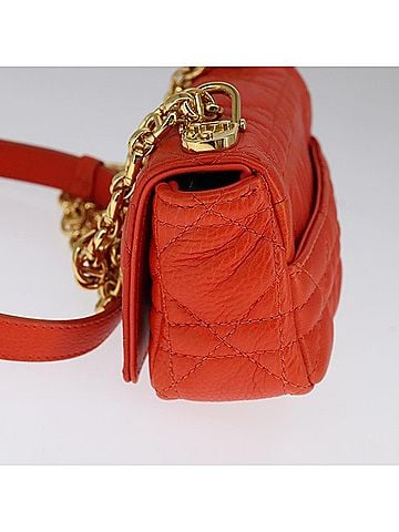 Dior Orange Leather Shoulder Bag (view 2)