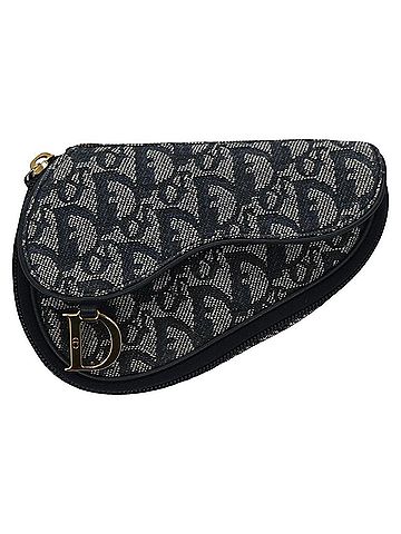 Dior Saddle Navy Canvas Clutch Bag (view 1)