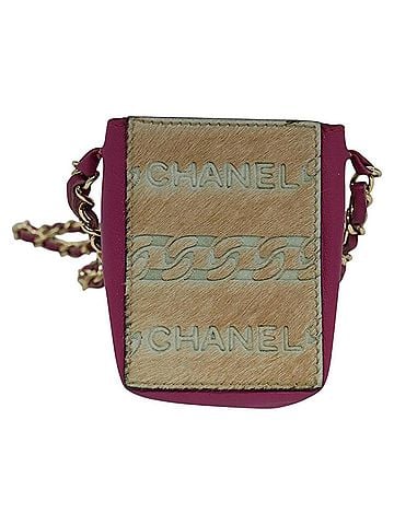 Chanel Cc Beige Faux Fur Clutch Bag (view 1)