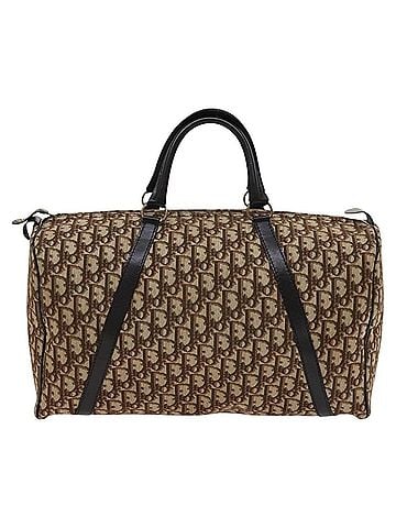 Dior Boston Brown Canvas Travel Bag (view 1)
