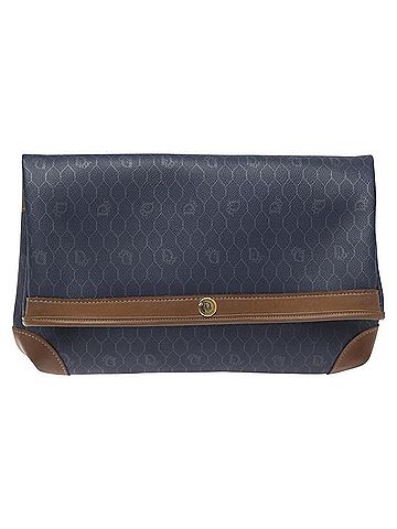 Dior Honeycomb Navy Canvas Clutch Bag (view 1)