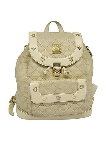 MCM Stark Beige Leather Backpack Bag (view 1)