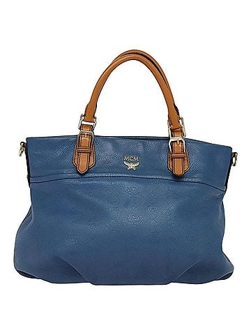 MCM Blue Leather Tote Bag (view 1)