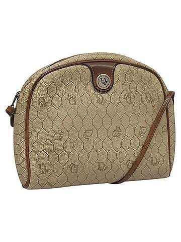 Dior Honeycomb Beige Canvas Shoulder Bag (view 1)