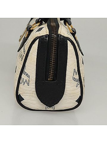 MCM Visetos White Canvas Handbag (view 2)