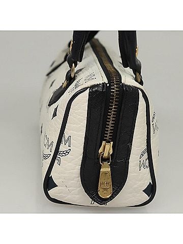 MCM Visetos White Canvas Handbag (view 2)