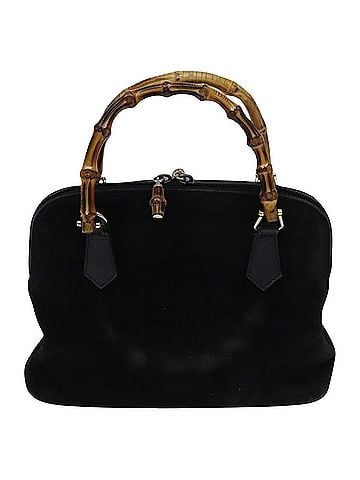 Gucci Bamboo Black Suede Handbag (view 1)