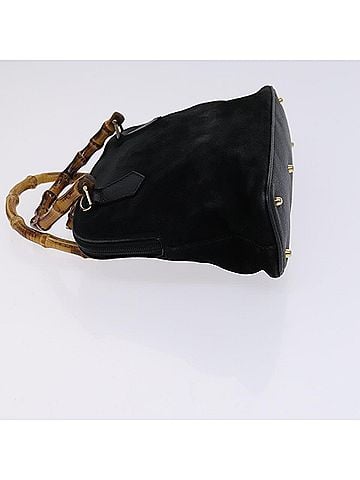 Gucci Bamboo Black Suede Handbag (view 2)