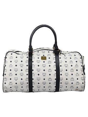 MCM Visetos White Canvas Travel Bag (view 1)