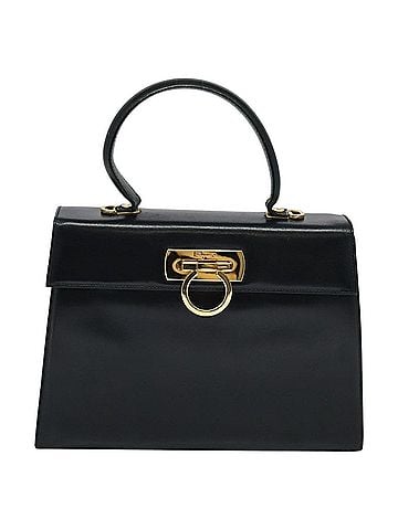 Salvatore Ferragamo Gancini Black Leather Handbag (view 1)