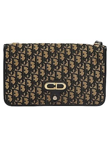 Dior Trotter Navy Canvas Shoulder Bag (view 1)