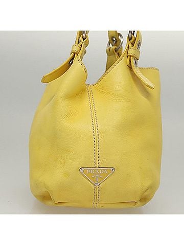 Prada Yellow Leather Handbag (view 2)