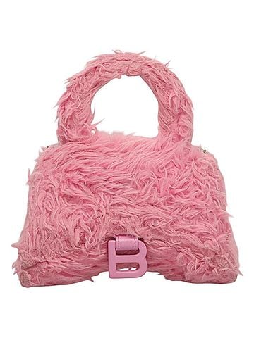 Balenciaga Hourglass Pink Fur Handbag (view 1)