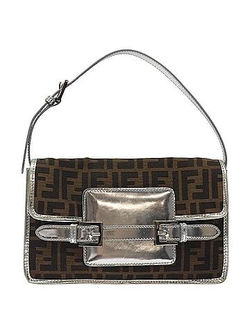 Fendi Zucchino Brown Canvas Shoulder Bag (view 1)
