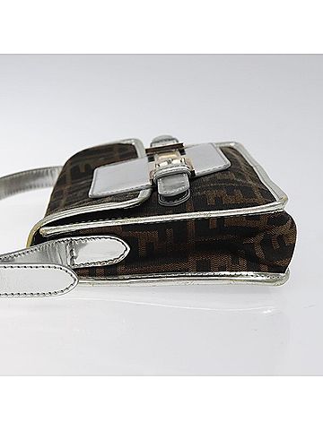 Fendi Zucchino Brown Canvas Shoulder Bag (view 2)