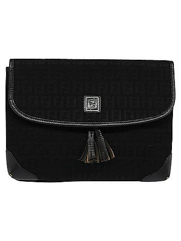 Fendi Zucchino Black Canvas Shoulder Bag (view 1)