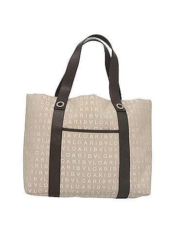 Bvlgari Logo Mania Beige Canvas Tote Bag (view 1)