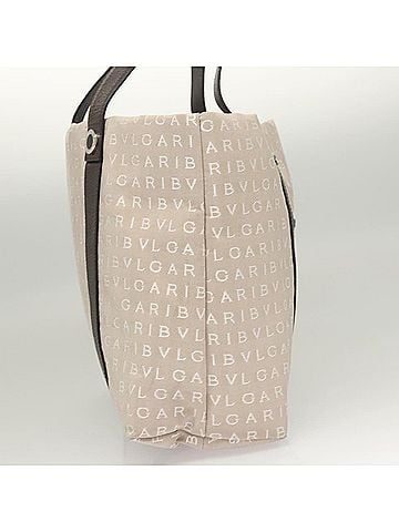 Bvlgari Logo Mania Beige Canvas Tote Bag (view 2)