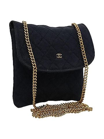 Chanel Navy Cotton Clutch Bag (view 1)