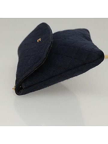 Chanel Navy Cotton Clutch Bag (view 2)