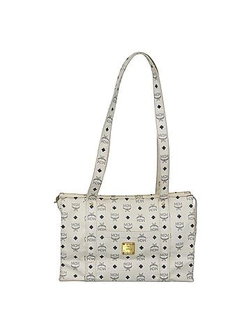 MCM Visetos White Canvas Tote Bag (view 1)
