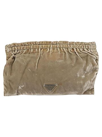 Prada Beige Velvet Clutch Bag (view 1)