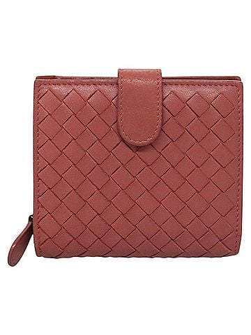 Bottega Veneta Zipped Coin Purse Pink Leather Wallet (view 1)