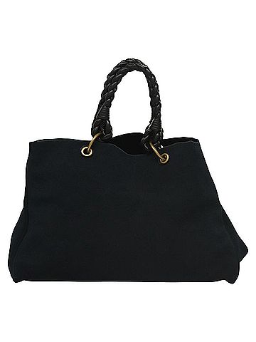 Bottega Veneta Navy Canvas Tote Bag (view 1)