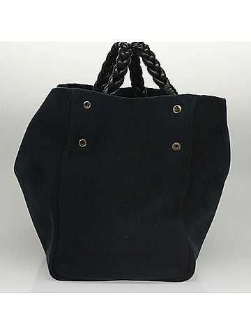Bottega Veneta Navy Canvas Tote Bag (view 2)