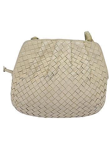 Bottega Veneta Intrecciato White Leather Shoulder Bag (view 1)