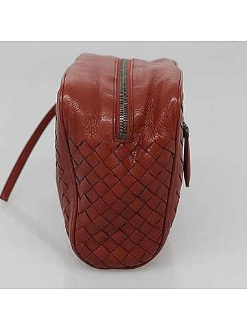 Bottega Veneta Intrecciato Brown Leather Clutch Bag (view 2)