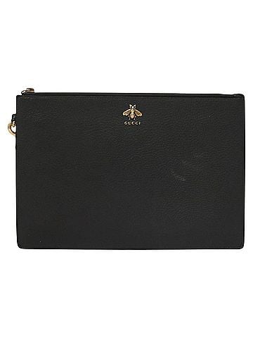 Gucci Animalier Black Leather Clutch Bag (view 1)