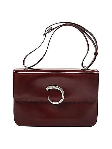 Cartier Panthère Burgundy Leather Shoulder Bag (view 1)