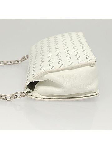 Bottega Veneta White Leather Shoulder Bag (view 2)