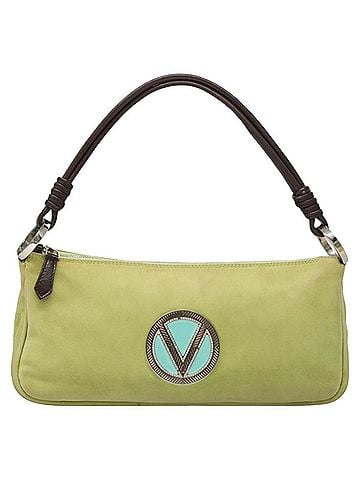 Valentino Garavani V Logo Green Suede Shoulder Bag (view 1)