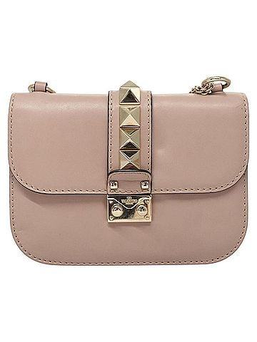 Valentino Garavani Glam Lock Pink Leather Shoulder Bag (view 1)