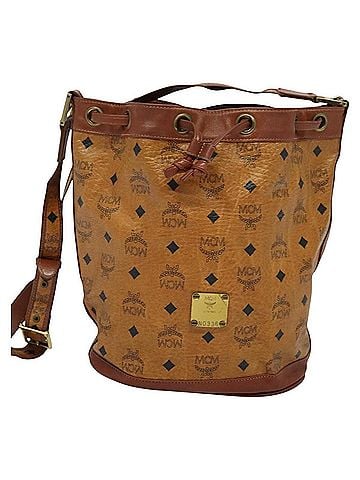 MCM Visetos Brown Canvas Shoulder Bag (view 1)