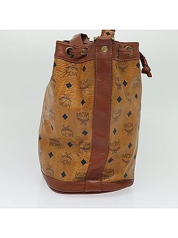 MCM Visetos Brown Canvas Shoulder Bag (view 2)