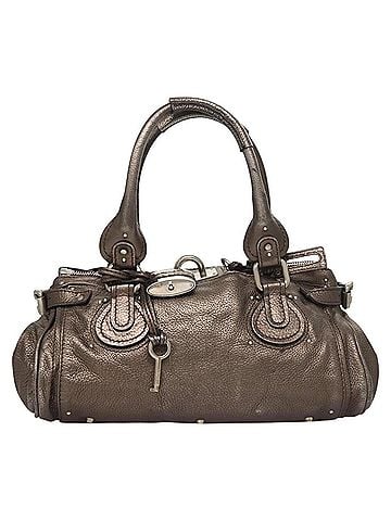 Chloé Paddington Silver Leather Handbag (view 1)