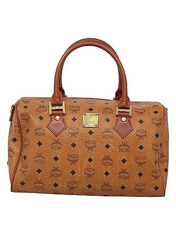 MCM Visetos Brown Canvas Travel Bag (view 1)