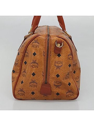 MCM Visetos Brown Canvas Travel Bag (view 2)