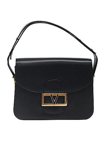 Valentino Garavani V Logo Black Leather Shoulder Bag (view 1)