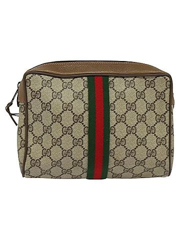 Gucci Ophidia Beige Canvas Clutch Bag (view 1)