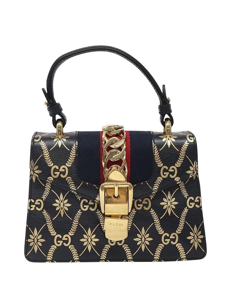 Gucci 100% Leather Solid Blue Sylvie Navy Leather Handbag One size - photo 1