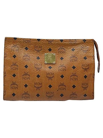 MCM Visetos Brown Leather Clutch Bag (view 1)